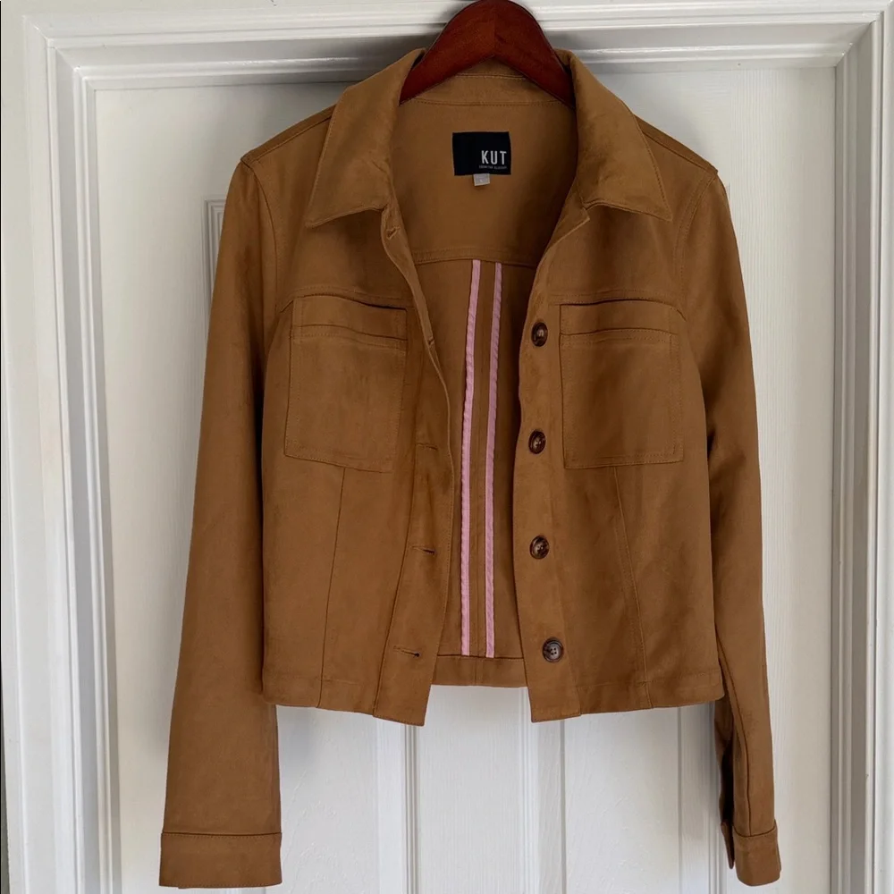 NWOT - Kut from the Kloth Matilda Crop Faux Suede Trucker Jacket - Picture 5 of 12